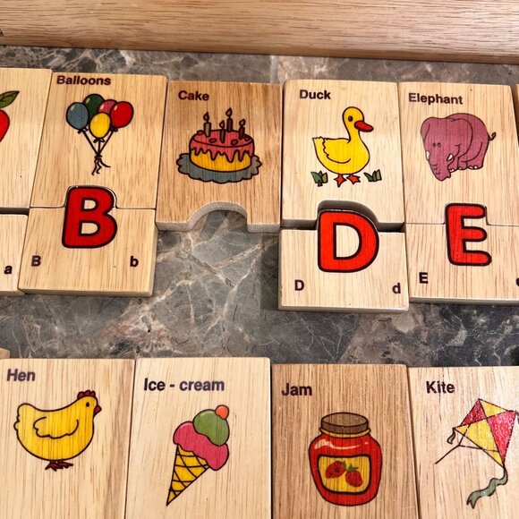 Wooden Alphabet Puzzle Pictures Storage Box Kids Educational Toy Melissa & Doug? - Picture 12 of 13